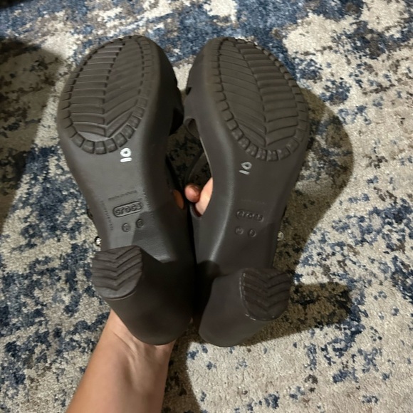 Crocs Brown Cyprus IV Open Toe Heels Size 8 - Picture 7 of 9